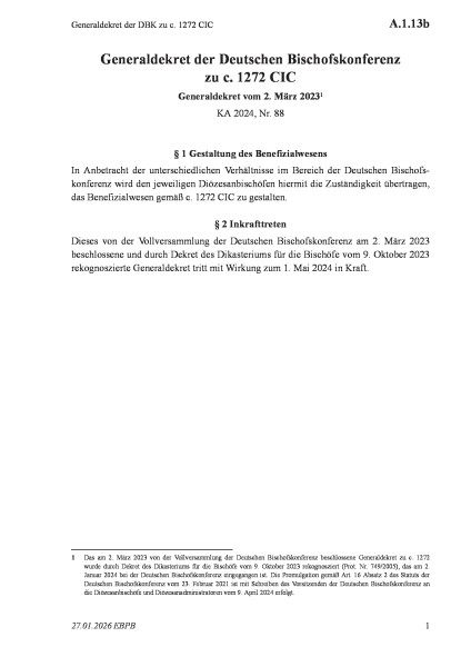 A.1.13b Generaldekret der DBK zu c. 1272 CIC