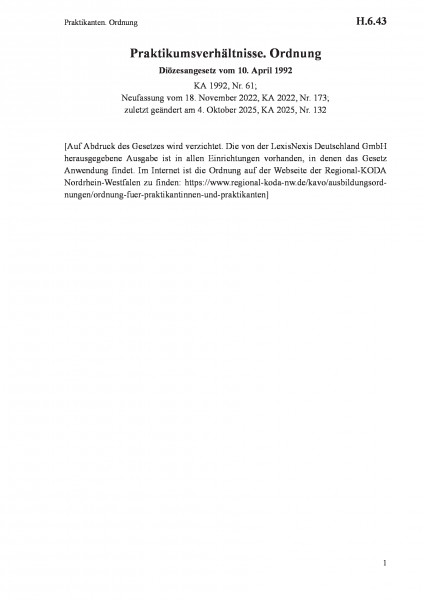 H.6.43 Praktikanten. Ordnung