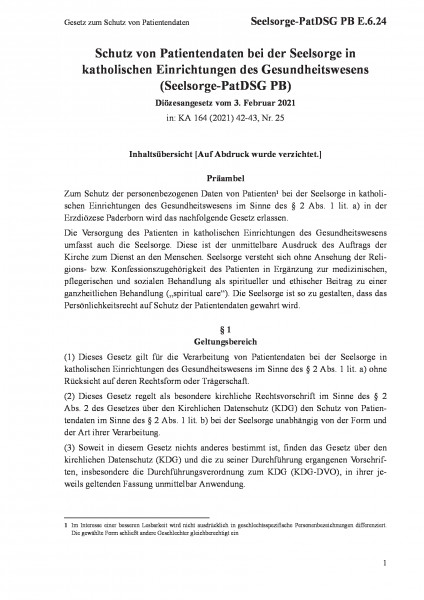 E.6.24 Gesetz zum Schutz von Patientendaten
