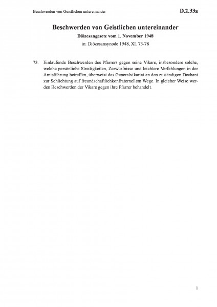 D.2.33a Beschwerden von Geistlichen untereinander