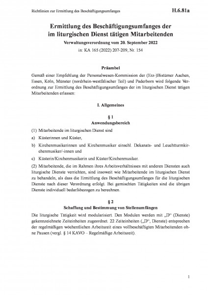 H.6.81a Richtlinien zur Ermittlung des Beschäftigungsumfanges