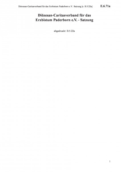 E.6.71a Diözesan-Caritasverband für das Erzbistum Paderborn e.V.. Satzung [s. B.5.22a]