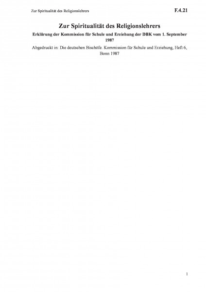 F.4.21 Zur Spiritualität des Religionslehrers