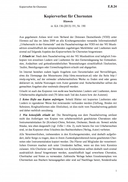 E.8.24 Kopierverbot für Chornoten