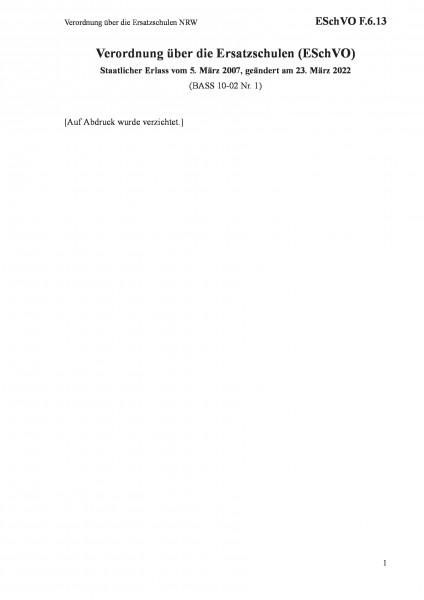 F.6.13 Verordnung über die Ersatzschulen NRW