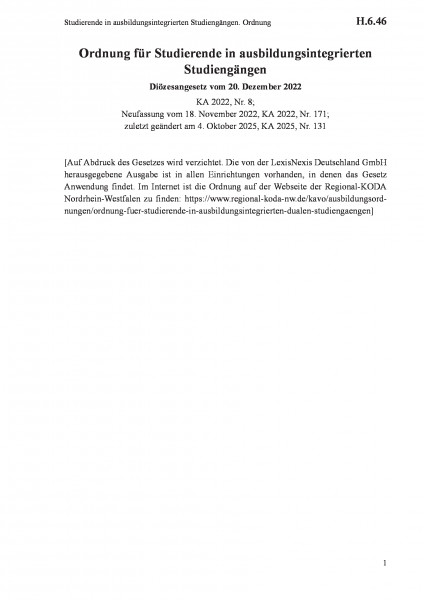 H.6.46 Studierende in ausbildungsintegrierten Studiengängen. Ordnung