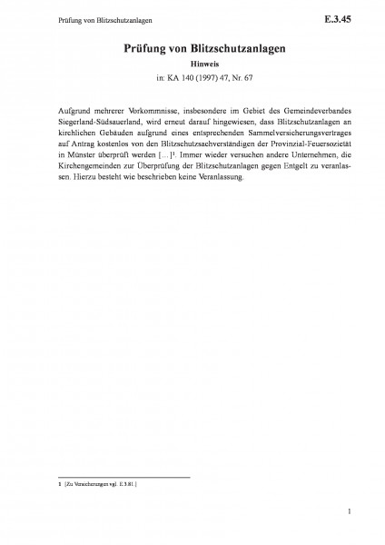 E.3.45 Prüfung von Blitzschutzanlagen