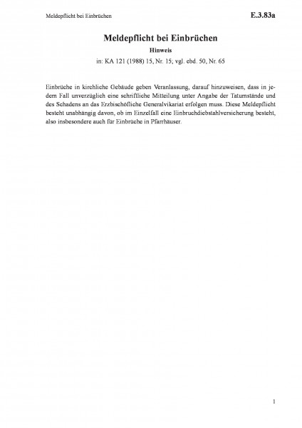 E.3.83a Meldepflicht bei Einbrüchen