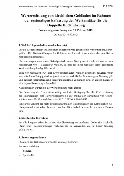 E.2.26b Wertermittlung von Gebäuden. Erstmalige Erfassung für Doppelte Buchführung