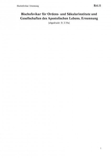 B.6.11 Bischofsvikar. Ernennung