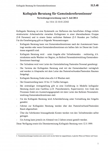H.5.48 Kollegiale Beratung für Gemeindereferentinnen