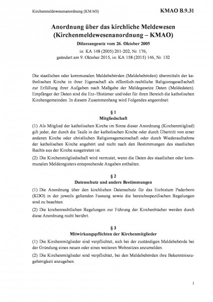 B.9.31 Kirchenmeldewesenanordnung (KMAO)