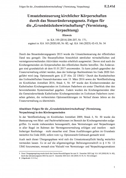 E.2.41d Folgen für die „Grundstücksbewirtschaftung“ (Vermietung, Verpachtung)