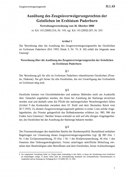 H.1.43 Zeugnisverweigerungsrecht