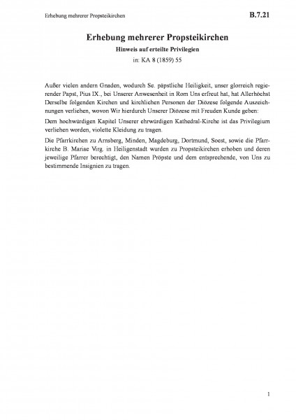 B.7.21 Erhebung mehrerer Propsteikirchen