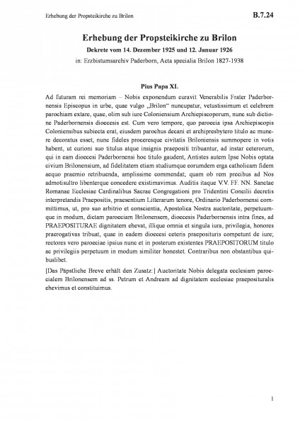 B.7.24 Erhebung der Propsteikirche zu Brilon