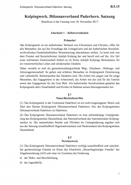 B.5.15 Kolpingwerk. Diözesanverband Paderborn. Satzung