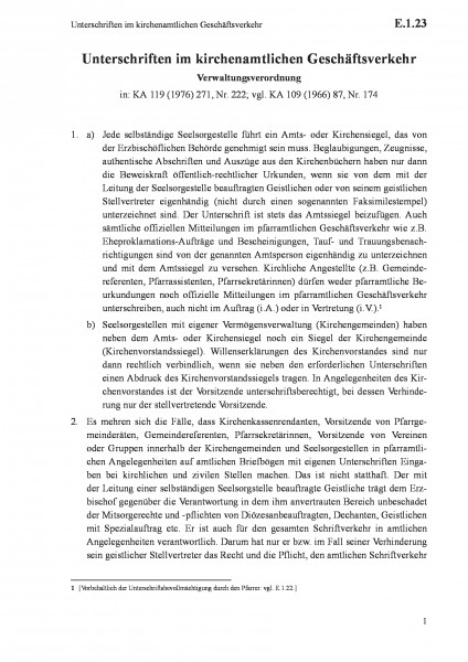 E.1.23 Unterschriften im kirchenamtlichen Geschäftsverkehr