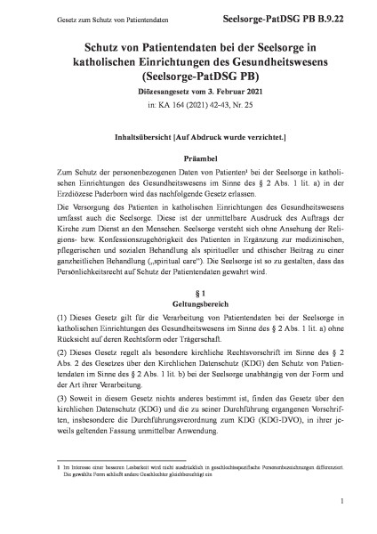 B.9.22 Gesetz zum Schutz von Patientendaten