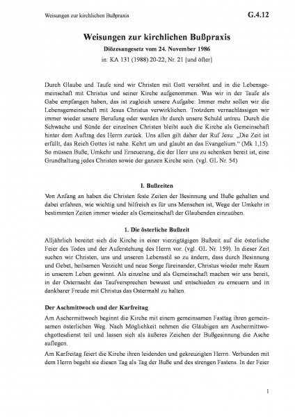 G.4.12 Weisungen zur kirchlichen Bußpraxis