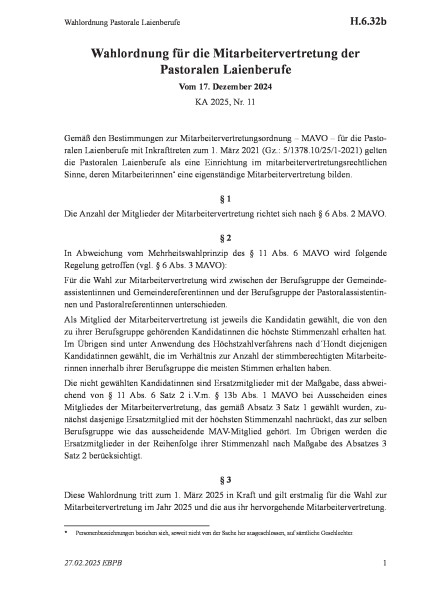 H.6.32b Wahlordnung Pastorale Laienberufe