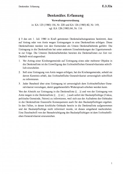 E.3.32a Denkmäler. Erfassung