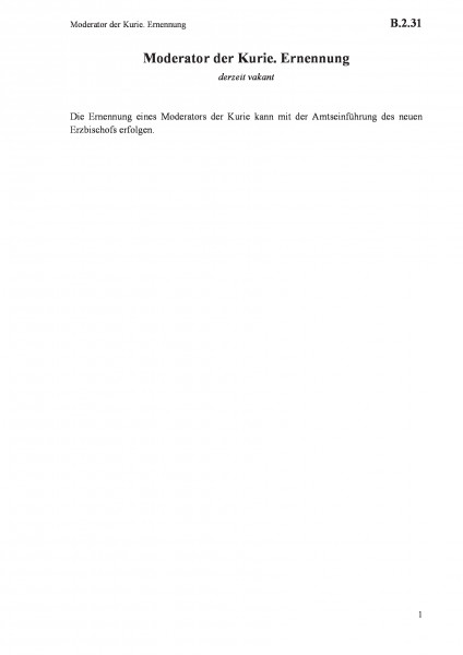 B.2.31 Moderator der Kurie. Ernennung