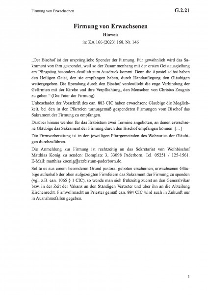 G.2.21 Firmung von Erwachsenen