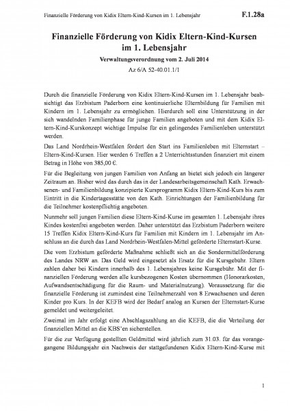 F.1.28a Finanzielle Förderung von Kidix Eltern-Kind-Kursen im 1. Lebensjahr