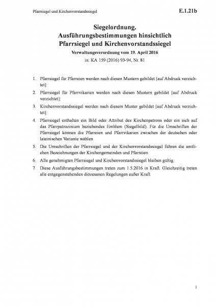 E.1.21b Pfarrsiegel und Kirchenvorstandssiegel