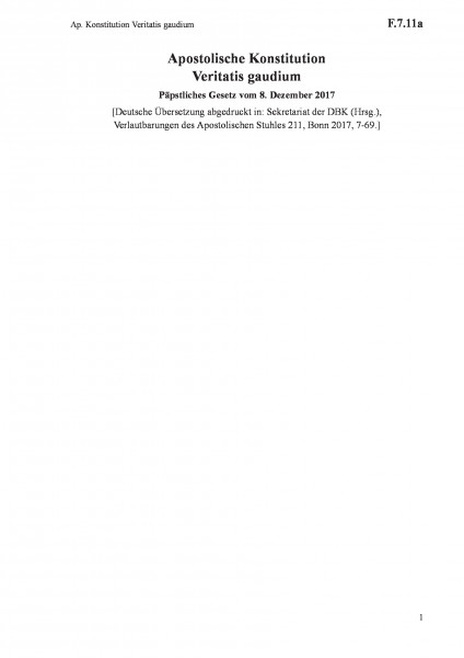 F.7.11a Ap. Konstitution Veritatis gaudium