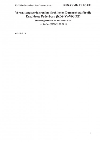 E.1.62b Kirchlicher Datenschutz. Verwaltungsverfahren