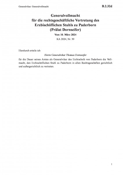 B.2.32d Generalvikar. Generalvollmacht