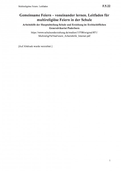F.5.22 Multireligiöse Feiern. Leitfaden