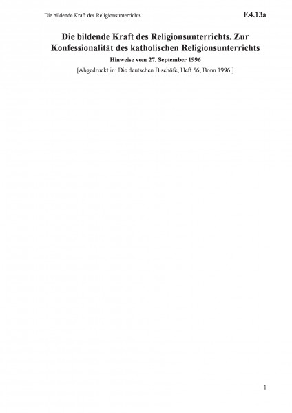 F.4.13a Die bildende Kraft des Religionsunterrichts
