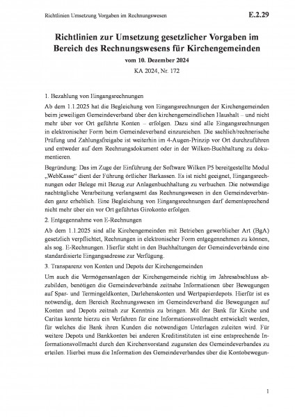 E.2.29 Richtlinien Umsetzung Vorgaben im Rechnungswesen