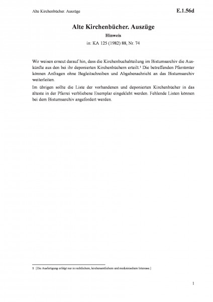 E.1.56d Alte Kirchenbücher. Auszüge
