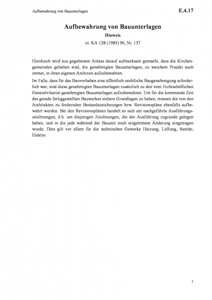 E.4.17 Aufbewahrung von Bauunterlagen