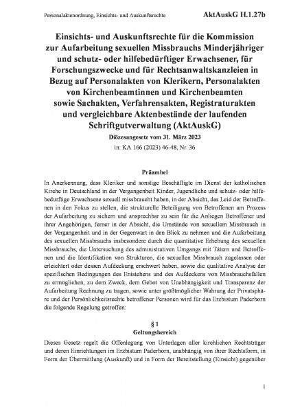 H.1.27b Personalaktenordnung, Einsichts- und Auskunftsrechte
