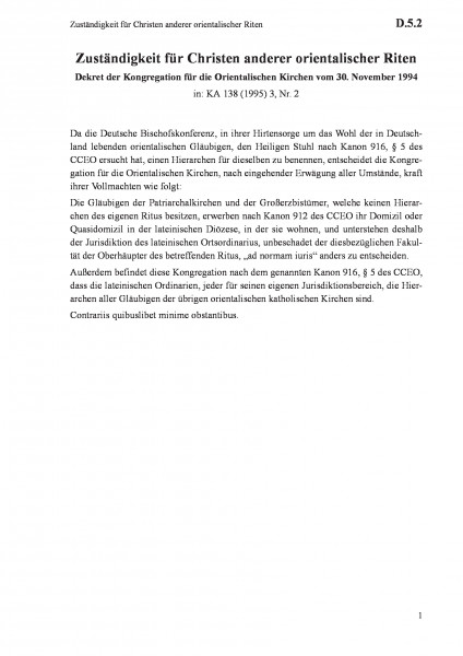 D.5.2 Zuständigkeit für Christen anderer orientalischer Riten