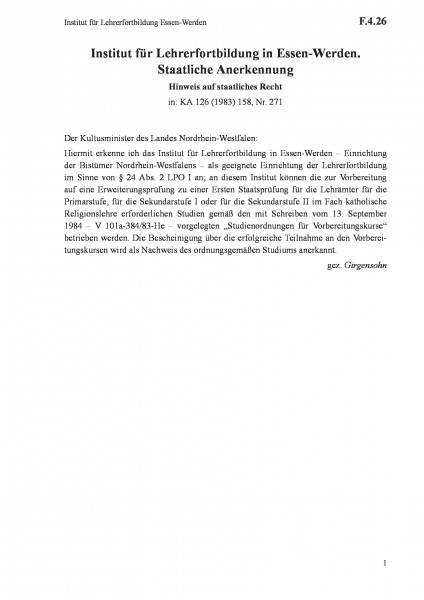 F.4.26 Institut für Lehrerfortbildung Essen-Werden