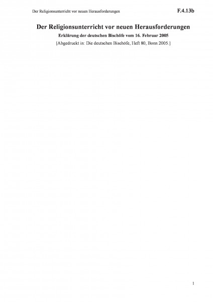 F.4.13b Der Religionsunterricht vor neuen Herausforderungen