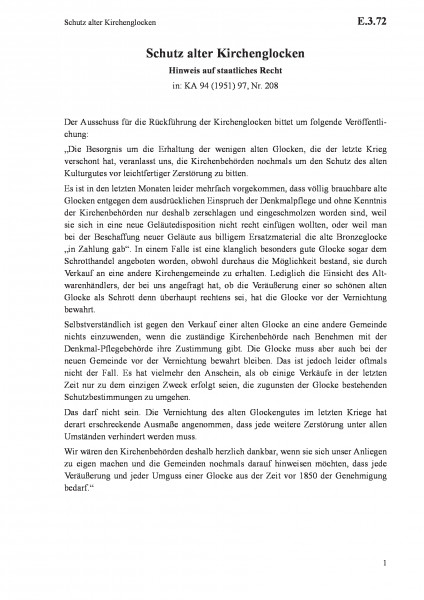 E.3.72 Schutz alter Kirchenglocken