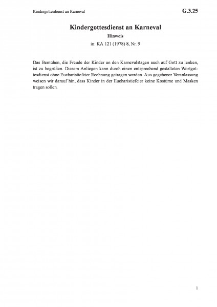G.3.25 Kindergottesdienst an Karneval
