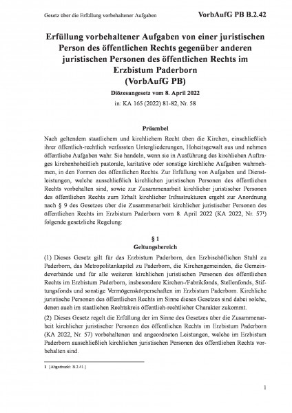B.2.42 Gesetz über die Erfüllung vorbehaltener Aufgaben