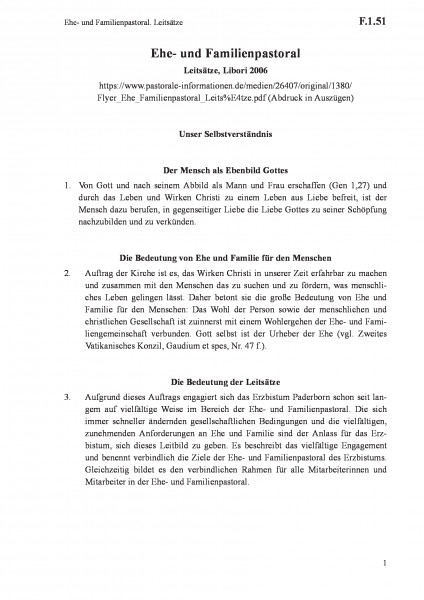 F.1.51 Ehe- und Familienpastoral. Leitsätze
