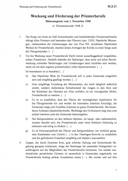 H.3.11 Weckung und Förderung der Priesterberufe