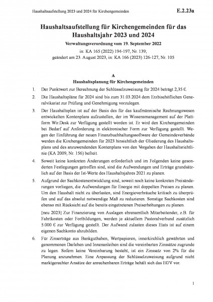 E.2.23a Haushaltsaufstellung 2023 und 2024 für Kirchengemeinden