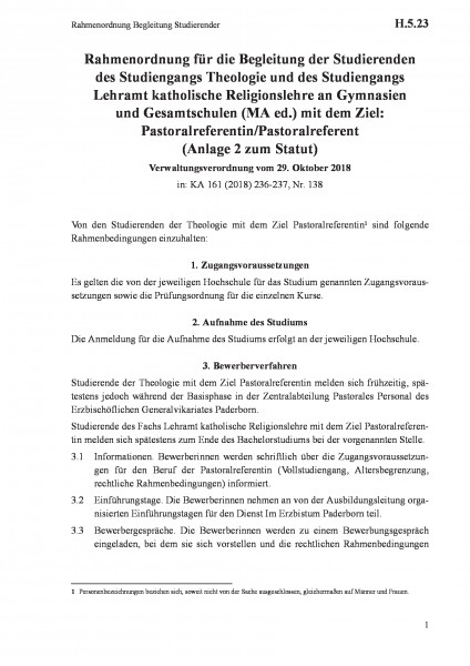 H.5.23 Rahmenordnung Begleitung Studierender