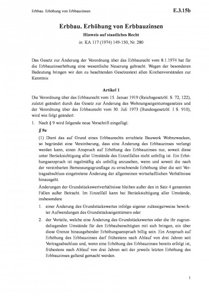 E.3.15b Erbbau. Erhöhung von Erbbauzinsen